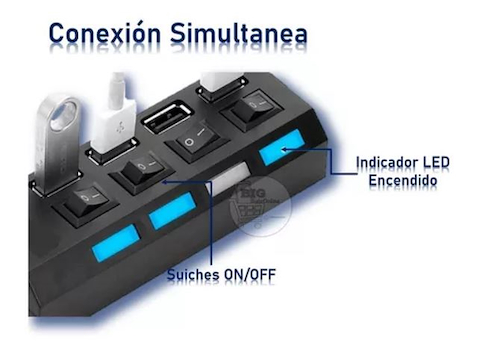 Hub Usb 4 puertos USB con teclas de Corte